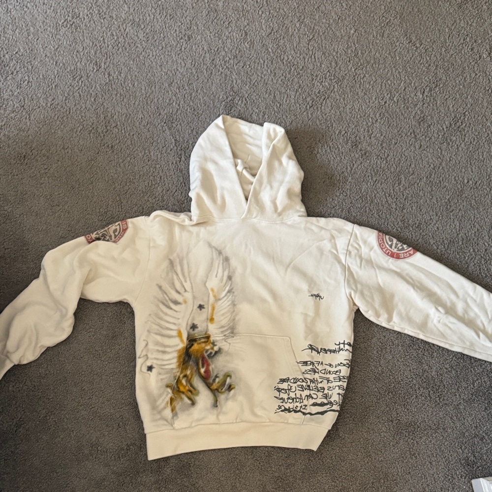 Travis Scott Cream Hoodie with Graphic Design